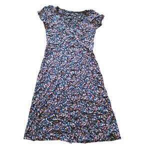 Madewell Size 8 Puff-Sleeve Button-Front Midi Dress in Spring Prairie